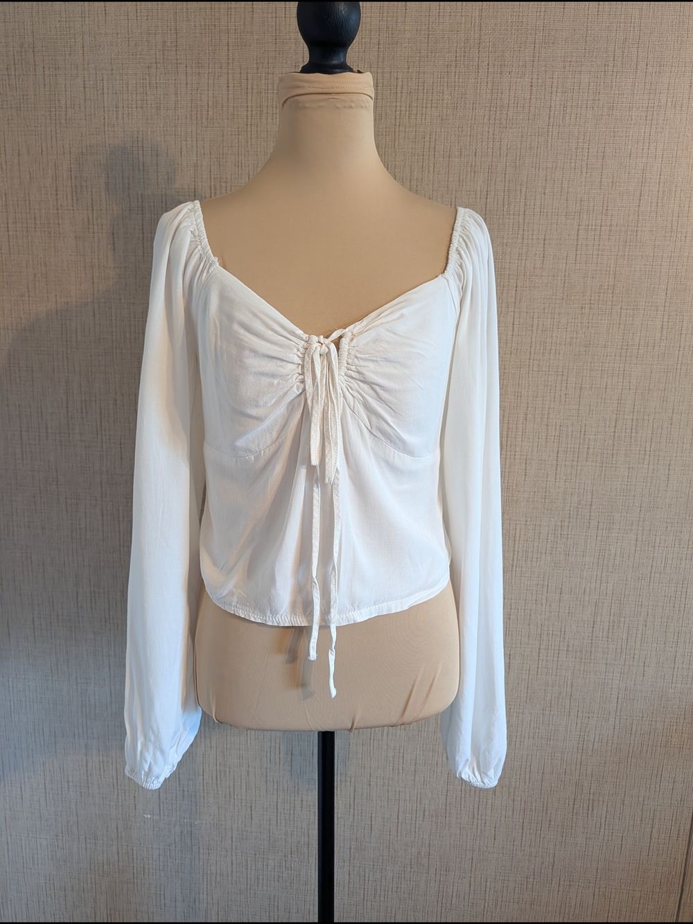 Gianni Bini White Drawstring Peasant Blouse